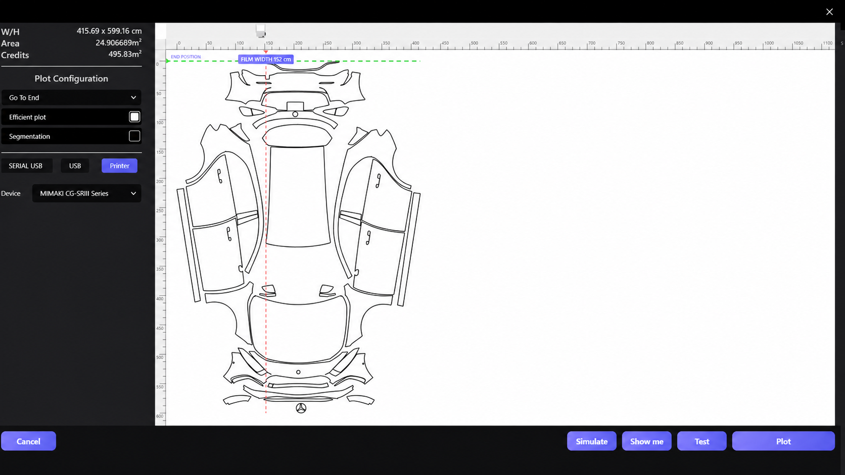 KitCut pre-cut plotter simulation and material preview